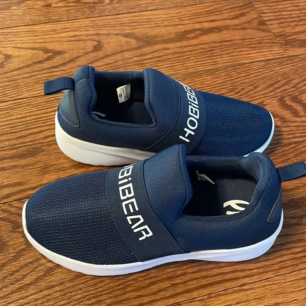 HOBIBEAR slip on boys girls walking running sneakers LIGHTWEIGHT blue white 13.5